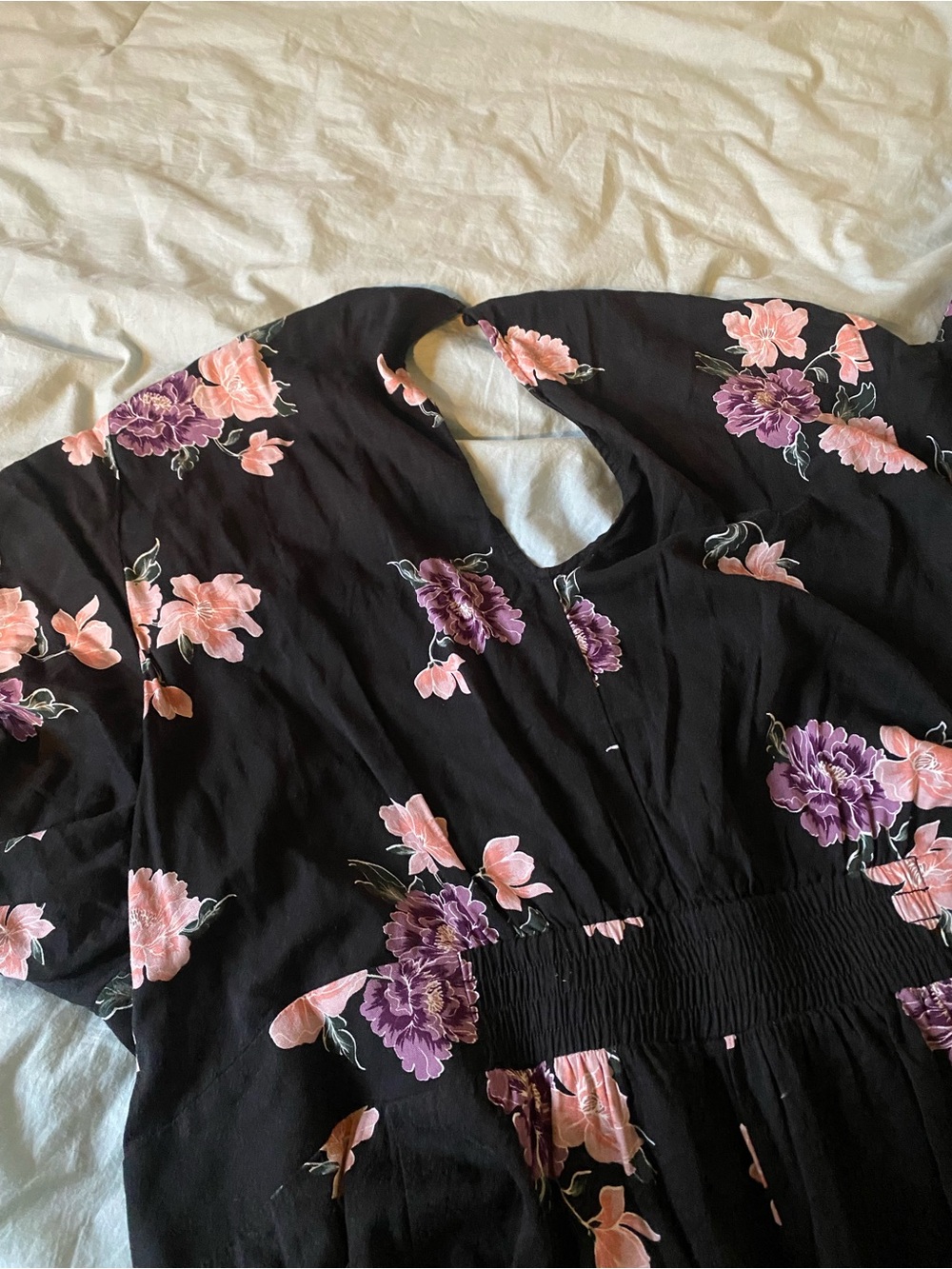 Torrid Black Jumpsuit with Pink and Purple Floral Print - Picture 4 of 5